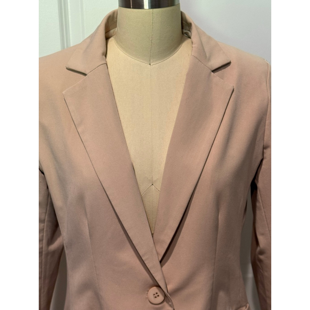 Women's Cicy Bell Khaki Lined Stretch Blazer Jacket M - Picture 2 of 12